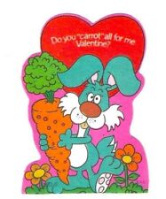 Vintage Bunny Rabbit Valentine's Day Card with Envelope, 1981 Plus Mark, Carrot picture