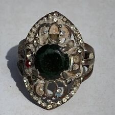 Very Stunning Rare Ancient Antique Silver Viking Ring With Black Stone Artifact picture