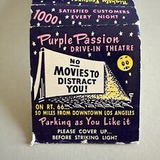 Vintage 1958 Purple Passion Drive-In Theatre Los Angeles Matchbook Cover picture