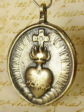 ANTIQUE 18TH CENTURY SACRED HEART OF JESUS MARIA IN HOCH PEISENBERG BRONZE MEDAL picture