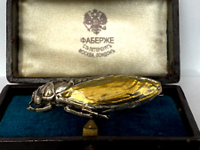 Imperial Russian Faberge Beetle Insect Silver 84 & Gold 56 Enamel Brooch M.П. picture