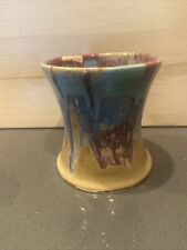 Vintage Handmade Drip Pottery  Japanese Ikebana Vase & Bowl. picture