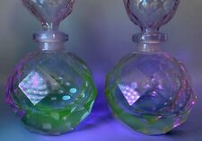 VINTAGE PR ALEXANDRITE NEODYMIUM CUT GLASS PERFUME BOTTLES GLOW IRICE MANGANESE picture