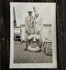 Vtg. CUNARD LINE RMS CARONIA Original Photo 1910s? Life Preserver ~ Ocean Liner picture