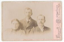 Antique Circa 1880s Cabinet Card Fawcett Two Rugged Men and a Woman Winona, MN picture