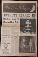 Apollo 11- Astronauts leave the Moon, Newspaper July 21 1969 picture
