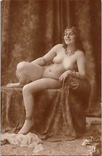 Slave bangle smiling girl French nude woman original old 1910s photo postcard picture
