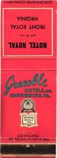 Grenoble Hotels Inc., Harrisburg, Pennsylvania Vintage Matchbook Cover picture