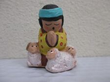 Sandy Whitefeather Terra Cotta Native American Praying Woman with Sheep Signed picture