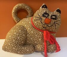 VTG 80's Handmade Large Stuffed Orange Fabric Kitty Cat Folk Art-Adorable picture