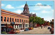 Vintage Postcard OH Marion West Center Street Shops Signs Old Cars People -6025 picture