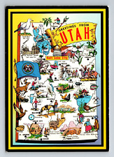 Vintage postcard GREETINGS FROM UTAH  5 7/8 x 4 1/8 unposted picture