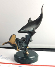 San Pacific International SPI Dolphin Brass & Bronze Statuette Sculpture 6.5