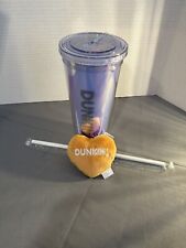 New Dunkin Valentines Day Tumbler Heart Keychain Plush 2024 Blue/Clear picture