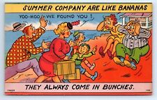 Summer Company Are Like Bananas Tichnor Bros Humor Comic Linen Postcard c.1940 picture