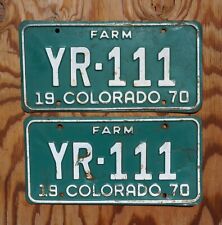 1970 COLORADO License Plate Plates PAIR / SET # YR - 111 picture