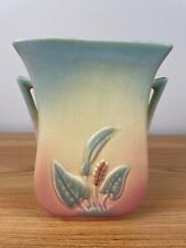 Vintage 1940s Calla Lily Vase By Hull Handle Fan Shaped Embossed on Both Sides picture