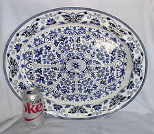 Antique Booths Indian Ornament Blue&White Well&Tree Huge Meat Serving Platter picture