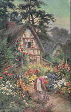 Raphael Tuck & Sons Cottage Gardens Oilers Finish 1930 Embossed Postcard picture