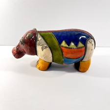 Raku Pottery South African Handmade Hippo Figurine picture