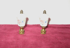 Vintage Lamp Finals Matching Pair Brass & Ceramic Floral Design Vintage Finals picture