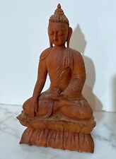 BEAUTIFUL VINTAGE NEPAL CARVED WOOD STATUE OF A SEATED BUDDHA FIGURE picture