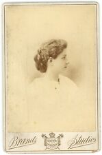 Antique c1880s Cabinet Card Brands Profile Beautiful Woman Chicago, Illinois picture