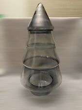 HUGE  18”H x 10” Glass Christmas Tree Apothecary Jar Clear With Gray Tint Top ￼ picture