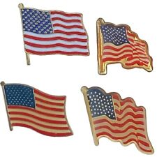USA American Flags Patriotic Lot Of 4 Vintage Enamel Hat Lapel Pin Tie Tack picture