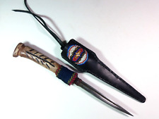 Vintage Southwestern Indian ceremonial bead leather knife and sheath Sharp BONE picture