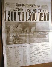1912 newspaper reprint Ocean Liner TITANIC SINKS -w BIG Display Headline & photo picture