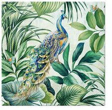 Two Individual Luncheon Decoupage Paper Napkins Birds Peacock Exotic Floral picture