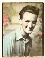 1940s Young Man VTG FOUND Photo Booth Arcade HAND TINTED Colored picture
