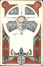 Pope Leo XIII Heraldic Catholic Symbols Angels Portrait c1910 Vintage Postcard picture