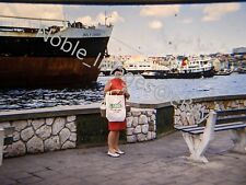 1960 Holy Cross Ship at Port in Willemstad Curacao 35mm Slide picture