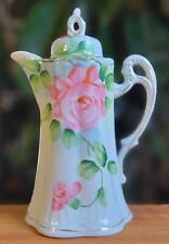 Nippon Antique E-OH Hand Painted Chocolate Pot Rose Pattern picture