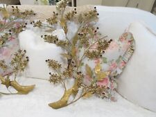 Pair Vintage Brass Floral MCM Wall Hangings So Pretty and Retro picture