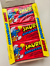 1982 Topps Smurf Super-Cards Bubble Gum Box Of 24 NM Unopened Sealed wax Packs picture