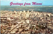 Greetings from Miami, Florida - 1955 Unposted Chrome Postcard - Aerial View picture
