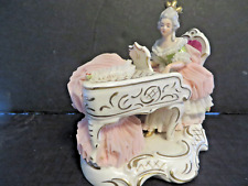 MID-CENTURY WILHELM RITTIRSCH DRESDEN ART PORCELAIN LACE LADY AT PIANO picture