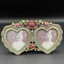 Vintage Metal & Rhinestone Duo Hearts & Roses Michal Negrin Picture Frame picture