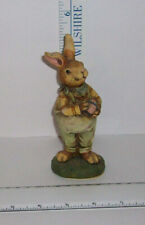 Easter Bunny Figurine  VTG Polystone With Blue Scarf Holding An Egg picture