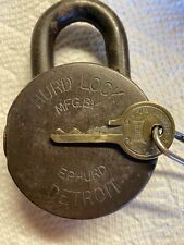 Antique HURD lock; Working, With Door Over Keyhole + Key picture