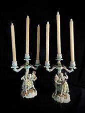 Antique Rococo R.Eckert Volkstedt Pair of Candelabras & Candles 10”H Marked picture