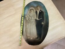 Beautiful Large  Oval  Antique  Colored Wedding Portrait picture