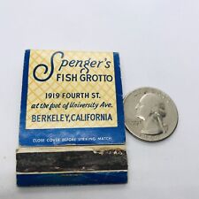 VINTAGE SPENGER’S FISH GROTTO BERKELEY, CA FOURTH ST. FISH EMPTY MATCHBOOK picture