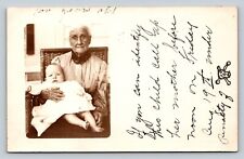 c1910 RPPC 100 Year Old Woman Holds Baby 'Under Penalty of Death' Msg Postcard picture
