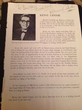 A1x Ephemera Autograph Kenny Cantor Comedian 1967 picture