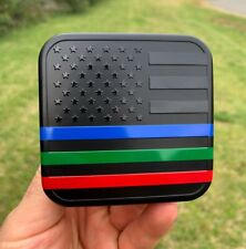 USA Black Flag Hitch Cover Plug with Blue, Green and Red lines Fits 2