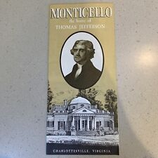 Vintage Brochure Monticello the Home of Thomas Jefferson Charlottesville VA picture